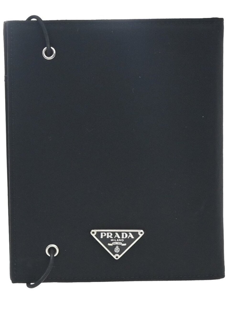 PRADA Logo Tessuto Notebook Cover Planner Nylon Leather Black Italy 09YH869